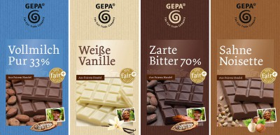 Gepa «Schokolade, Basissortiment» in Kooperation mit mërz punkt & Jan Ott (Foto: Sandra Eckhardt)